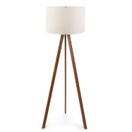 LUMI Zephyria golvlampa - sand PVC-tyg och brun MDF