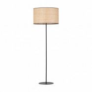 MICADONI Mira golvlampa - naturlig raffia och svart metall