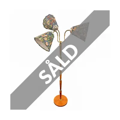 Moa golvlampa, 3-arm trä/mässing