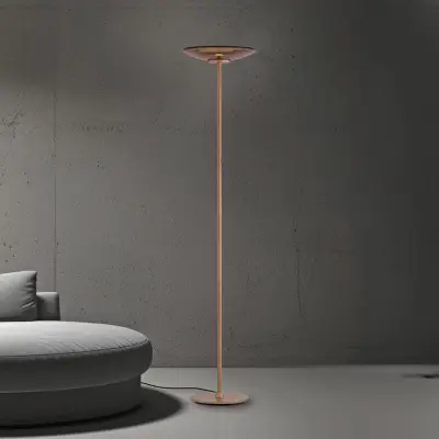 Moon LED-golvlampa, brons, mörkt bärnstensglas – PURE PURE Moon - Vardagsrum - Modern - Aluminium - Med lampskärm