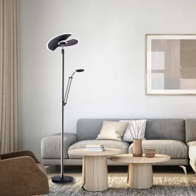 Mutil LED-golvlampa, grafit, läslampa, CCT – PURE PURE Mutil - Vardagsrum - Modern - Metall - Med flera ljuskällor