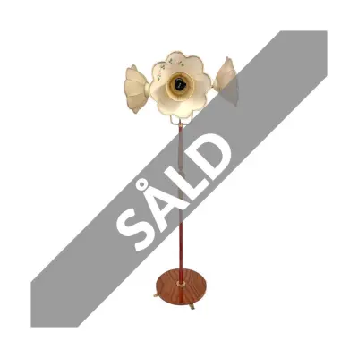 Rosa golvlampa 3-arm, trä/mässing