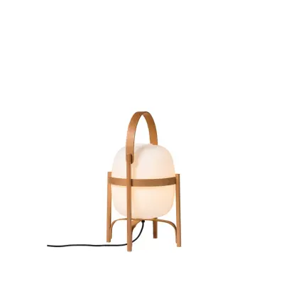 Santa&Cole - Cesta Bordslampa Wood/White Opal Glass