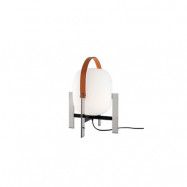 Santa&Cole - Cesta Metálica Bordslampa w/Handle Stainless Steel/White Opal GlassSanta&Co