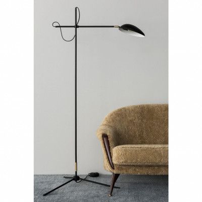 Spoon golvlampa, mattsvart/mässing 167cm