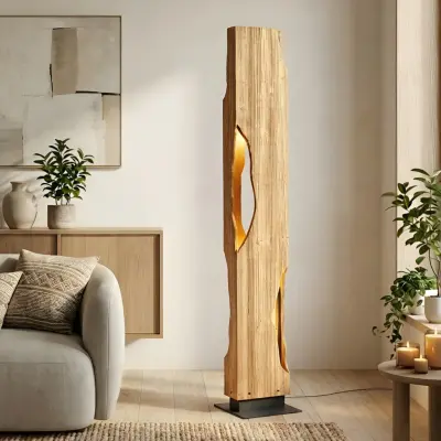 Tarry golvlampa, trä, höjd 137 cm, 4 x E27 Lucande - Vardagsrum - Lantlig / rustik - Med flera ljuskällor