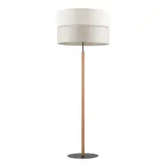 TK Eco golvlampa, rund - naturtyg, furu och svart metall