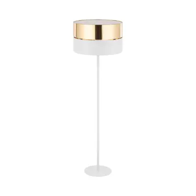 TK Hilton golvlampa - guldmetall och vitt tyg