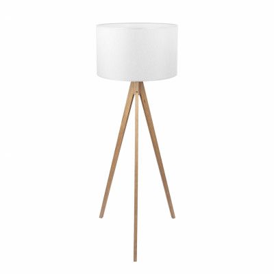 TK Treviso golvlampa - vitt tyg och naturligt trä