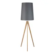 TK Walz golvlampa - grått tyg och naturligt trä