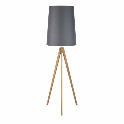 TK Walz golvlampa - grått tyg och naturligt trä