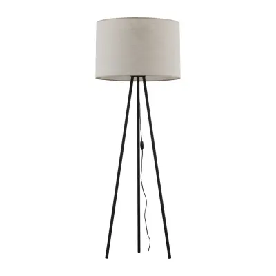 TK Winston golvlampa, Rigid - naturligt linnetyg och svart metall