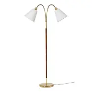 Tullgarn golvlampa tvåarmad, mässing/valnöt 145cm