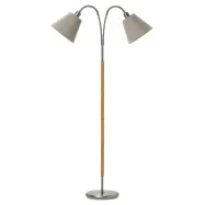 Tullgarn golvlampa tvåarmad, råjärn/ek 145cm