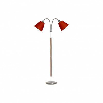 Tullgarn golvlampa tvåarmad, råjärn/valnöt 145cm