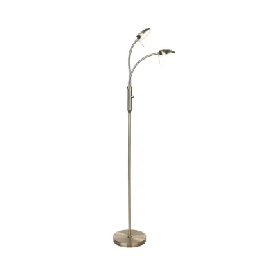 VEGAS LED-golvlampa, antikmässing, 140 cm, 2 lampor – Halo Design - Vardagsrum - Metall - Med flera ljuskällor