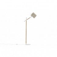 VENTURE DESIGN Dennis golvlampa - beige linne och vitt/naturstål