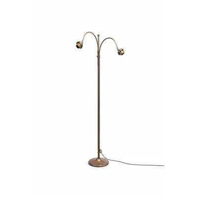 Vintage by Bright 1-2-3 Twin Brass Golvlampa – Böjda Armar