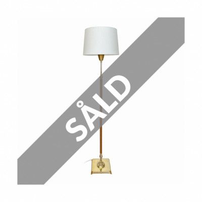 Vintage Golvlampa polerad mässing/läder