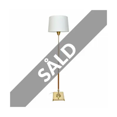 Vintage Golvlampa polerad mässing/läder