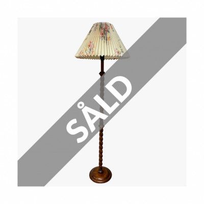 Vintage Golvlampa, snurrad trästomme