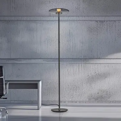 Vitrum LED-golvlampa, grå aluminium/glas, touch-dimmer – PURE - Vardagsrum - Modern - Med lampskärm