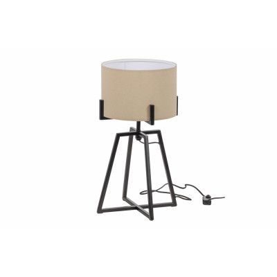 WOOOD EXKLUSIV Holly bordslampa - naturtyg och svart metall