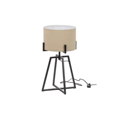 WOOOD EXKLUSIV Holly bordslampa - naturtyg och svart metall