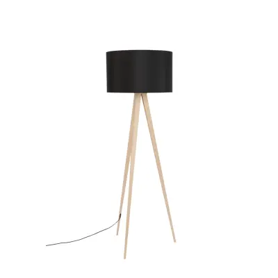 ZUIVER Stativ golvlampa - svart och naturligt trä