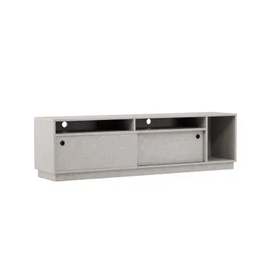 VENTURE DESIGN Girona TV-bänk, m. 2 skjutdörrar - grå stenbetongmelamin (180x40)