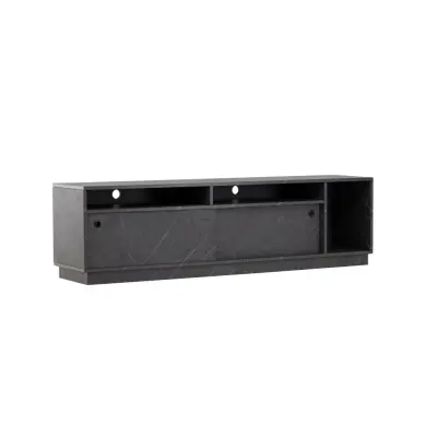 VENTURE DESIGN Girona TV-bänk, m. 2 skjutdörrar - svart melamin (180x40)