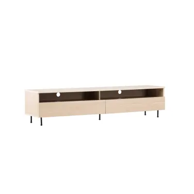 VENTURE DESIGN Navarra TV-bänk, rektangulär - vitkalkad melamin och svart järn (180x40)