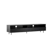 VENTURE DESIGN Navarra TV-bänk, rektangulär - mattsvart melamin och svart järn (180x40)