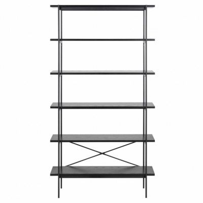 ACT NORDIC Angus bokhylla, med 5 hyllor - svart melamin och svart metall