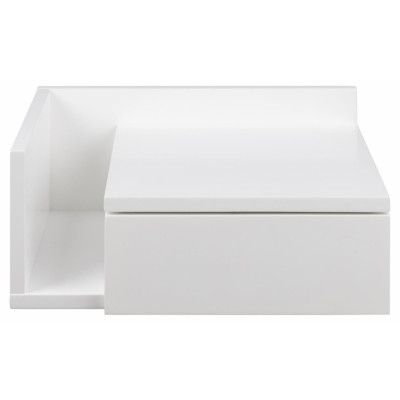 ACT NORDIC Ashlan vägghängt sängbord, m. 1 hylla och 1 låda, vändbar - vit MDF (40x32)