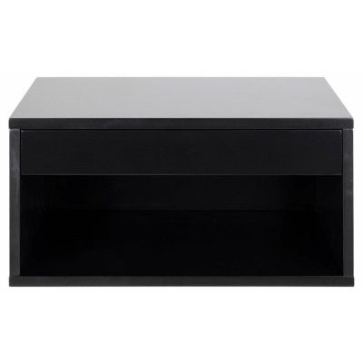 ACT NORDIC Cholet vägghängt sängbord, w. 1 hylla och 1 låda - svart MDF