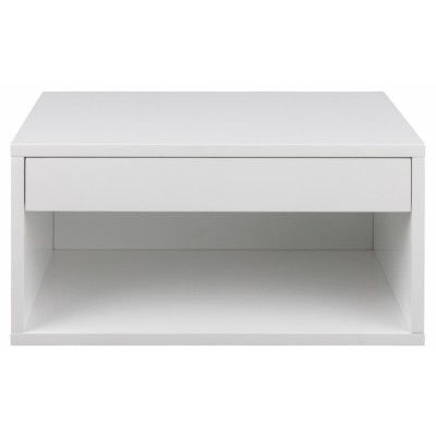 ACT NORDIC Cholet vägghängt sängbord, w. 1 hylla och 1 låda - vit MDF (50x35)