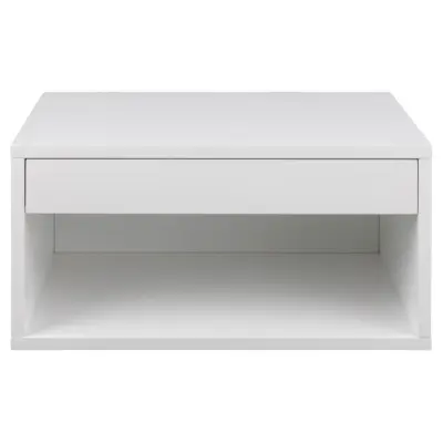 ACT NORDIC Cholet vägghängt sängbord, w. 1 hylla och 1 låda - vit MDF (50x35)
