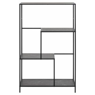 ACT NORDIC Infinity reol, m. 3 hyllor - svart marmor melamin och svart metall