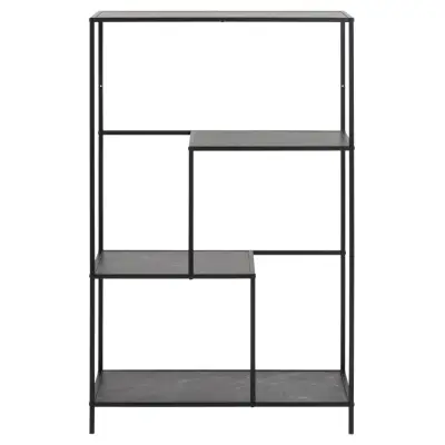 ACT NORDIC Infinity reol, m. 3 hyllor - svart marmor melamin och svart metall