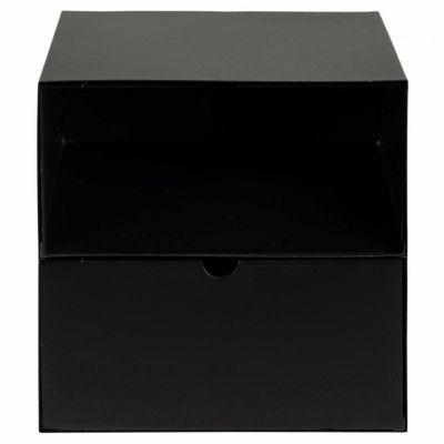 ACT NORDIC Joliet vägghängt sängbord, med 1 hylla och 1 låda - svart MDF och svart metall (30x25)