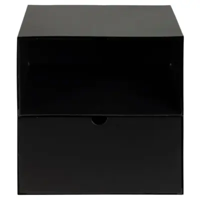 ACT NORDIC Joliet vägghängt sängbord, med 1 hylla och 1 låda - svart MDF och svart metall (30x25)
