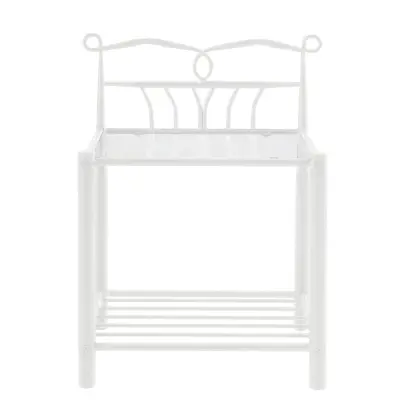 ACT NORDIC Line Sängbord, med Hylla - Klarglas och Vit Metall