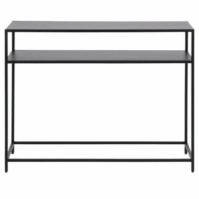 ACT NORDIC Newcastle konsolbord metall pulverlackerad grov matt svart, hylla 1 st öppen botten L: 100 B: 35 H: 79 cm