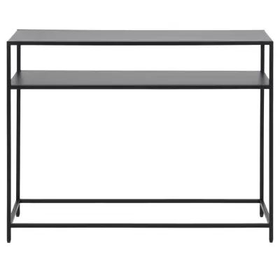 ACT NORDIC Newcastle konsolbord metall pulverlackerad grov matt svart, hylla 1 st öppen botten L: 100 B: 35 H: 79 cm