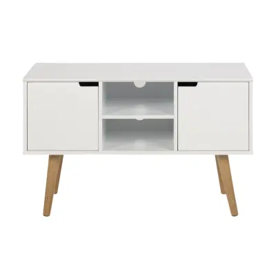 ACT NORDIC Rektangulär Mitra skänk med 2 dörrar 1 hylla - vitt trä och naturlig ek