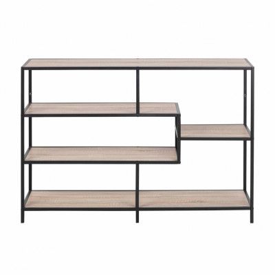 ACT NORDIC rektangulär Seaford bokhylla - naturpapper sonoma ek och svart metall