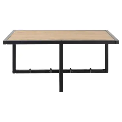 ACT NORDIC Seaford klädhängare, m. 4 krokar och hylla - naturligt vild ekpapper och svart metall