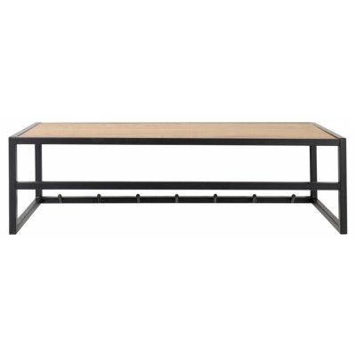 ACT NORDIC Seaford klädhängare, m. 7 krokar och hylla - naturligt vild ekpapper och svart metall