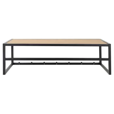 ACT NORDIC Seaford klädhängare, m. 7 krokar och hylla - naturligt vild ekpapper och svart metall